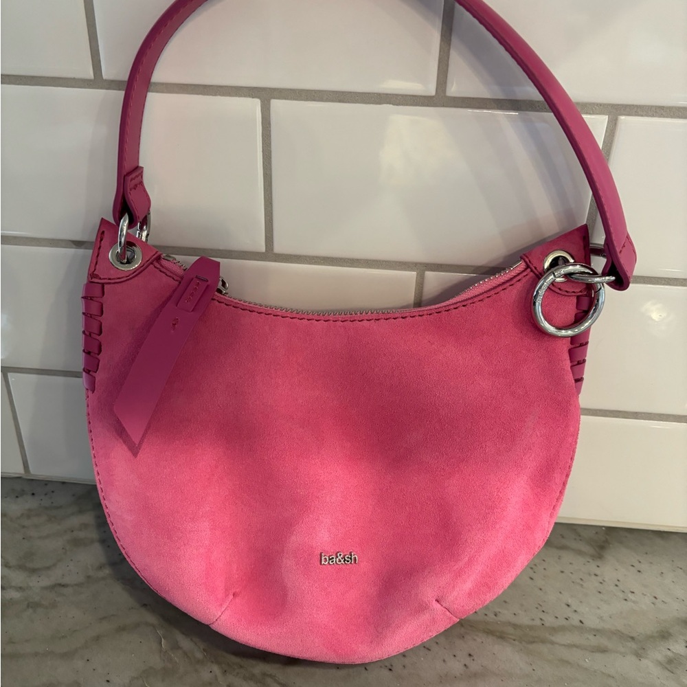 Ba&sh Pink Hobo Bag with Suede Finish